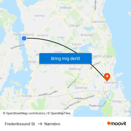 Frederikssund St. to Nørrebro map
