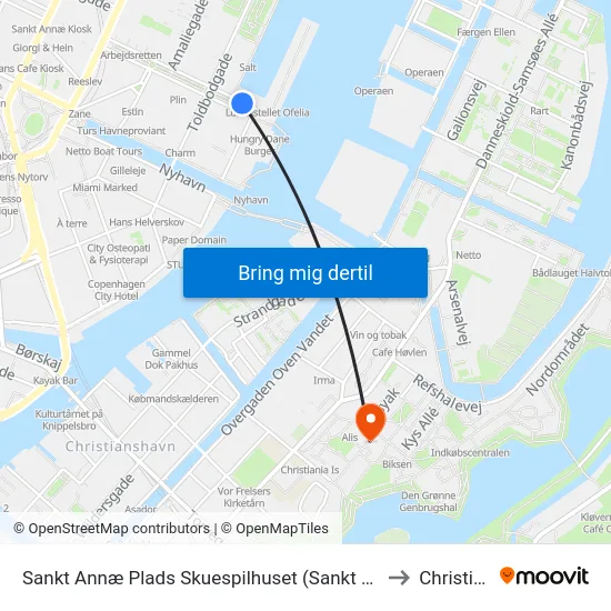 Sankt Annæ Plads Skuespilhuset (Sankt Annæ Plads) to Christiania map