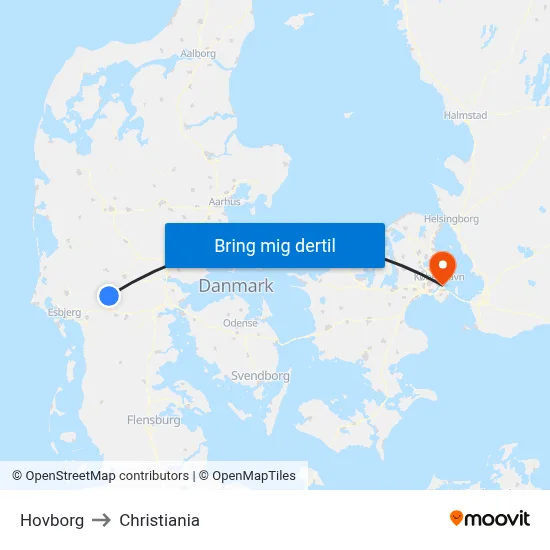 Hovborg to Christiania map