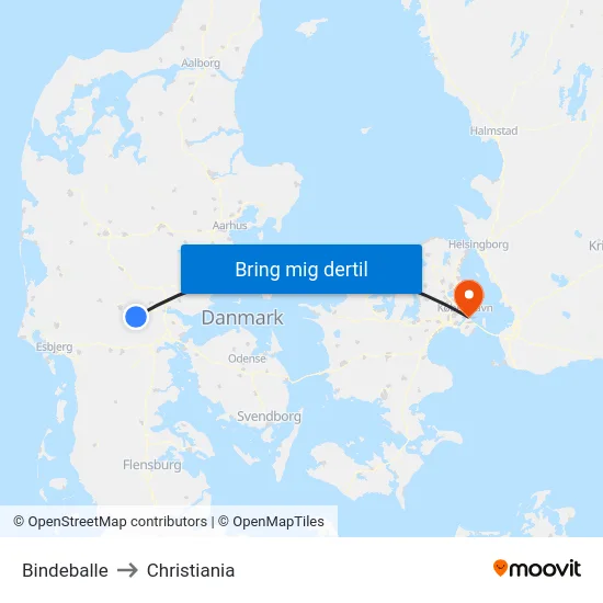 Bindeballe to Christiania map