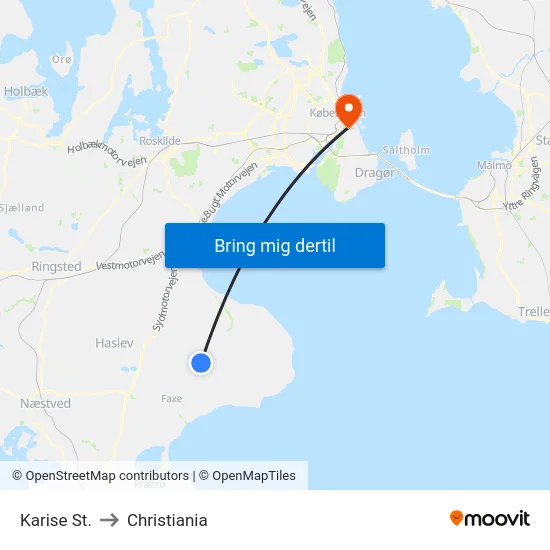 Karise St. to Christiania map