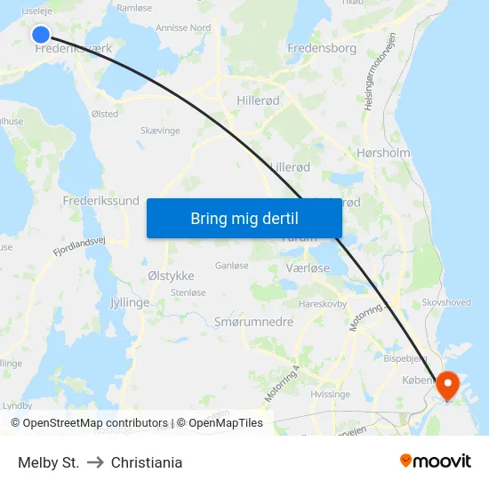 Melby St. to Christiania map
