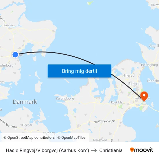 Hasle Ringvej/Viborgvej (Aarhus Kom) to Christiania map