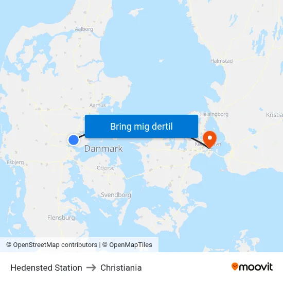 Hedensted Station to Christiania map