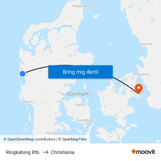 Ringkøbing Rtb. to Christiania map