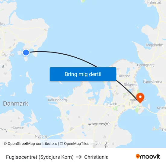 Fuglsøcentret (Syddjurs Kom) to Christiania map