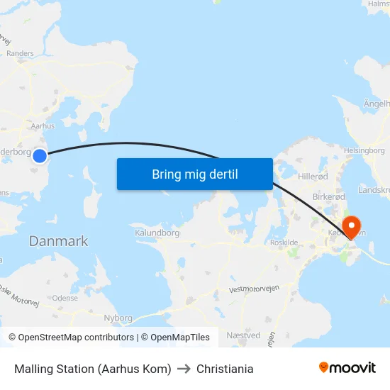 Malling Station  (Aarhus Kom) to Christiania map