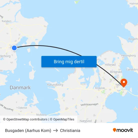 Busgaden (Aarhus Kom) to Christiania map