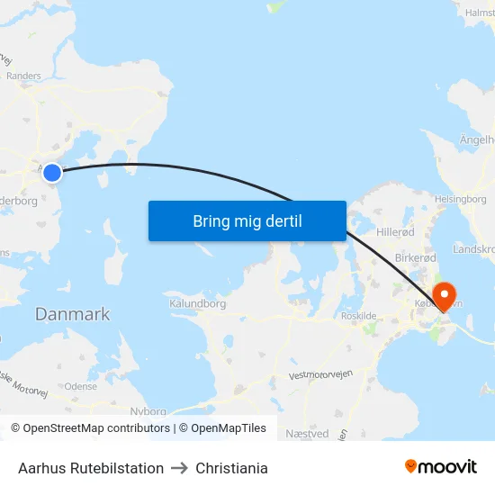 Aarhus Rutebilstation to Christiania map