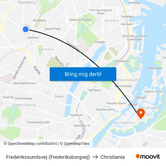 Frederikssundsvej (Frederiksborgvej) to Christiania map