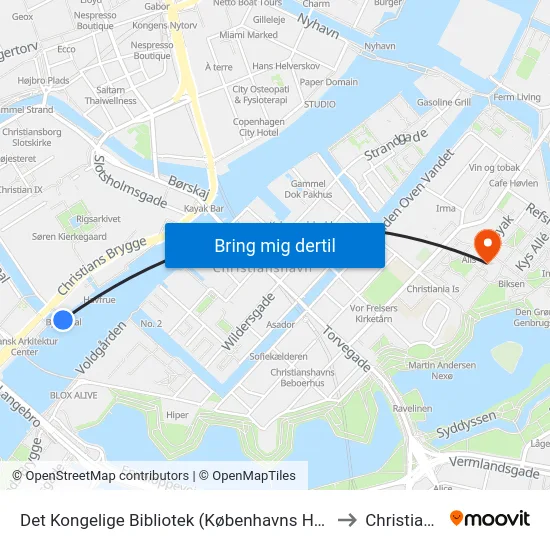 Det Kongelige Bibliotek (Københavns Havn) to Christiania map