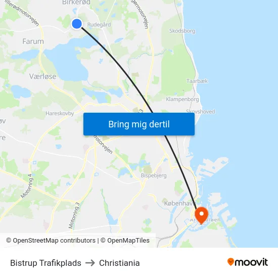 Bistrup Trafikplads to Christiania map