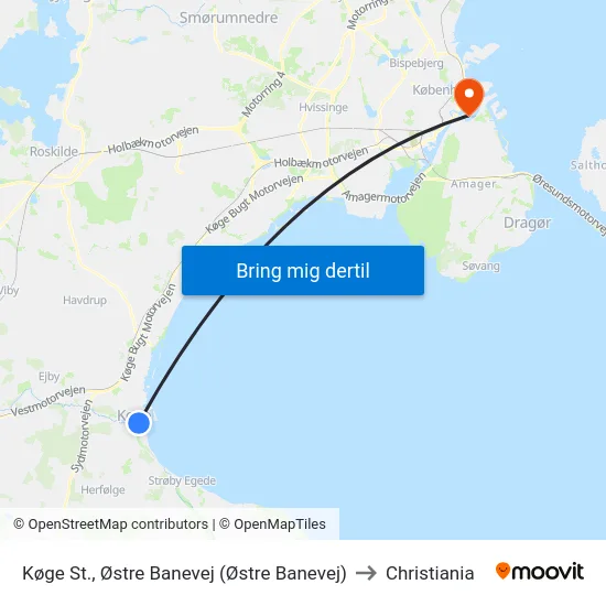 Køge St., Østre Banevej (Østre Banevej) to Christiania map