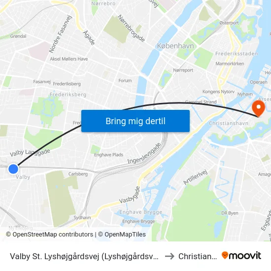 Valby St. Lyshøjgårdsvej (Lyshøjgårdsvej) to Christiania map