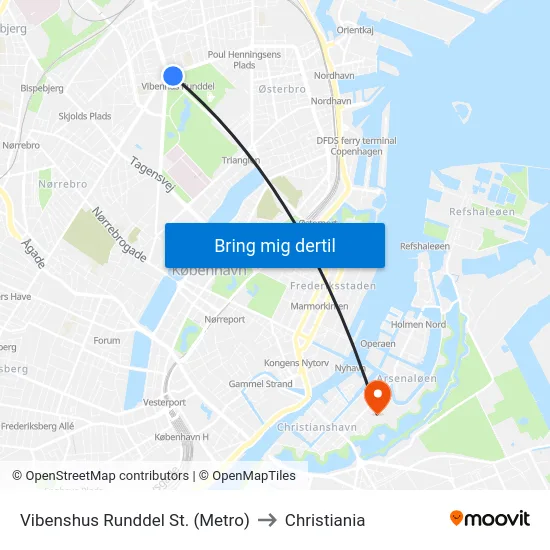 Vibenshus Runddel St. (Metro) to Christiania map