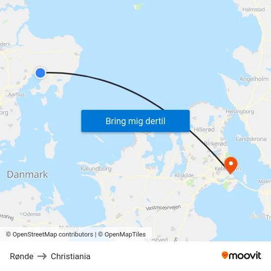 Rønde to Christiania map