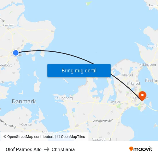Olof Palmes Allé to Christiania map