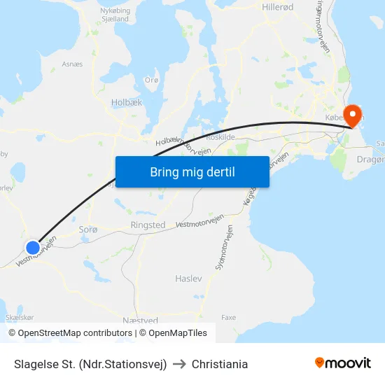 Slagelse St. (Ndr.Stationsvej) to Christiania map
