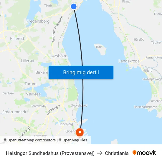 Helsingør Sundhedshus (Prøvestensvej) to Christiania map