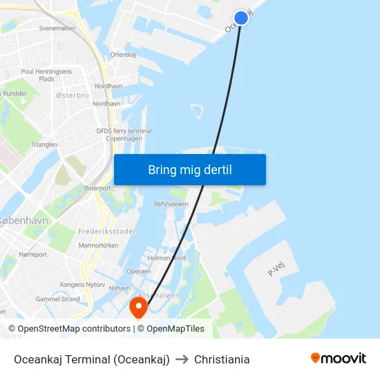 Oceankaj Terminal (Oceankaj) to Christiania map