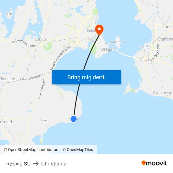 Rødvig St. to Christiania map