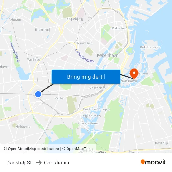 Danshøj St. to Christiania map