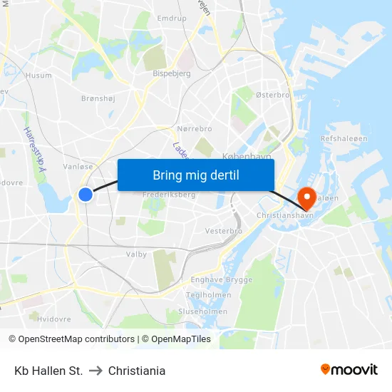 Kb Hallen St. to Christiania map