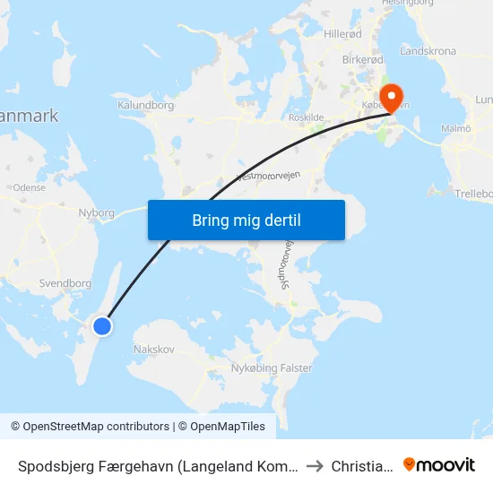 Spodsbjerg Færgehavn (Langeland Kommune) to Christiania map