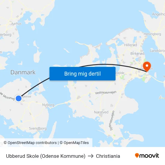 Ubberud Skole (Odense Kommune) to Christiania map