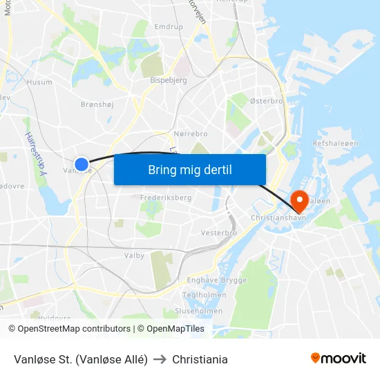 Vanløse St. (Vanløse Allé) to Christiania map