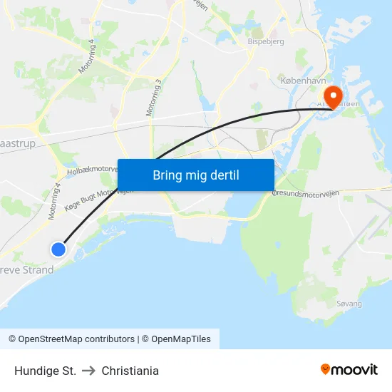 Hundige St. to Christiania map