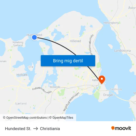 Hundested St. to Christiania map