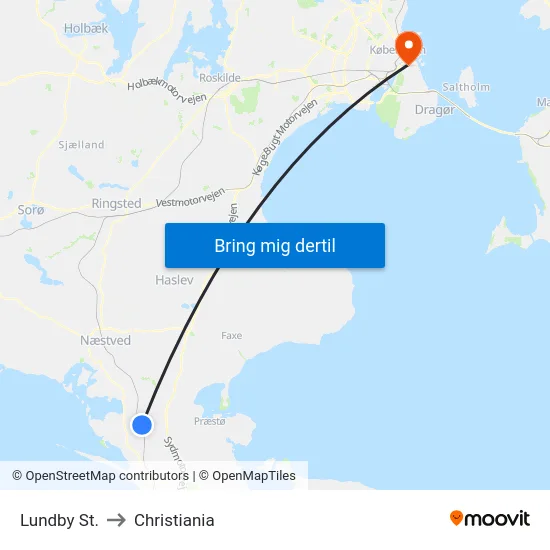 Lundby St. to Christiania map