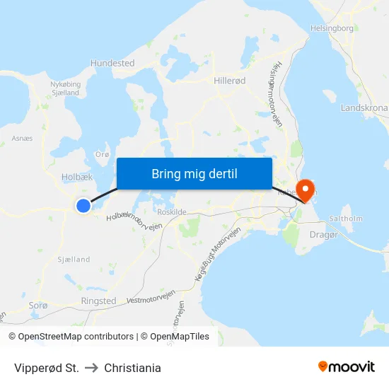 Vipperød St. to Christiania map