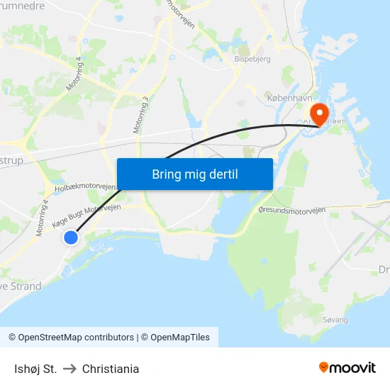 Ishøj St. to Christiania map