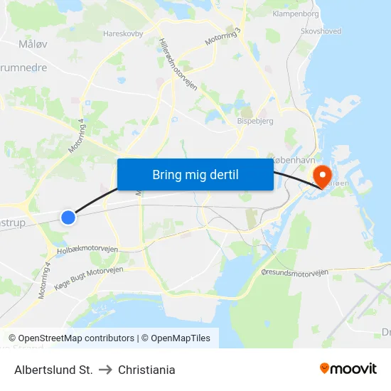 Albertslund St. to Christiania map