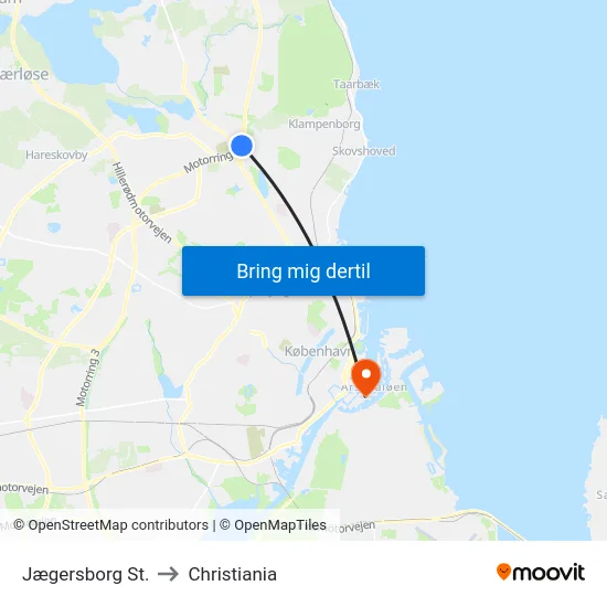 Jægersborg St. to Christiania map