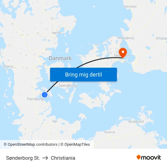Sønderborg St. to Christiania map
