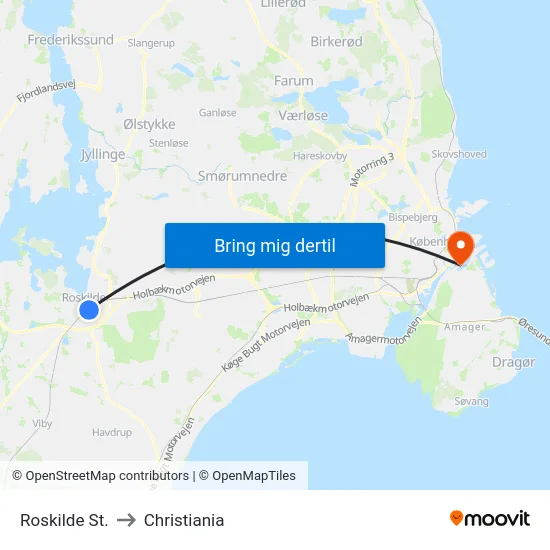 Roskilde St. to Christiania map