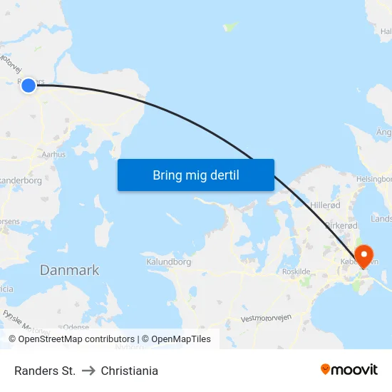 Randers St. to Christiania map