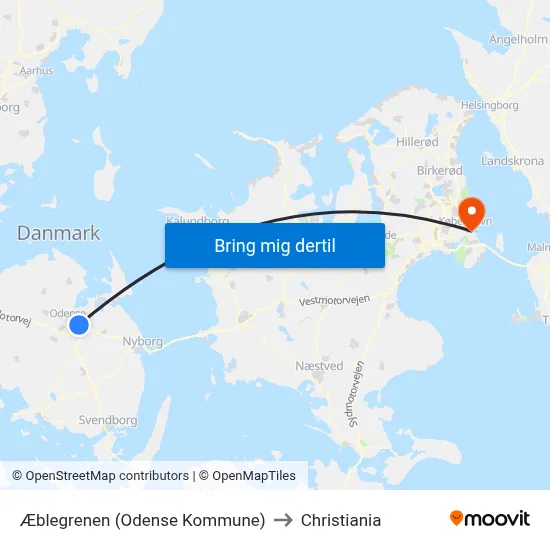 Æblegrenen (Odense Kommune) to Christiania map