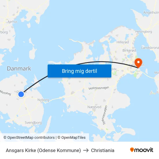 Ansgars Kirke (Odense Kommune) to Christiania map