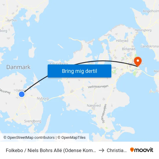 Folkebo / Niels Bohrs Allé (Odense Kommune) to Christiania map