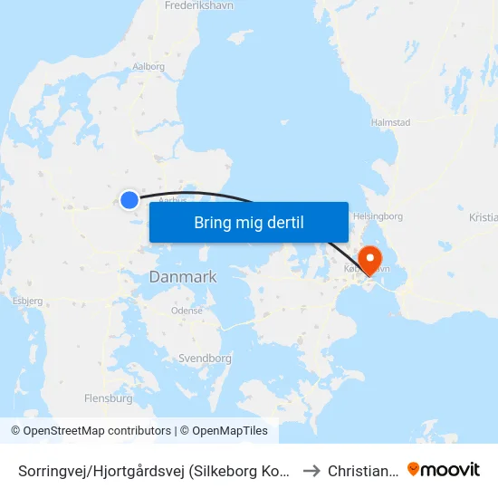 Sorringvej/Hjortgårdsvej (Silkeborg Kom) to Christiania map