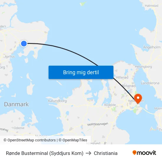 Rønde Busterminal (Syddjurs Kom) to Christiania map