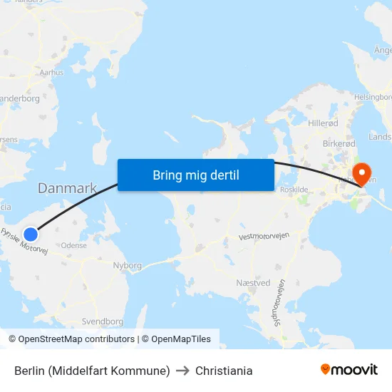 Berlin (Middelfart Kommune) to Christiania map