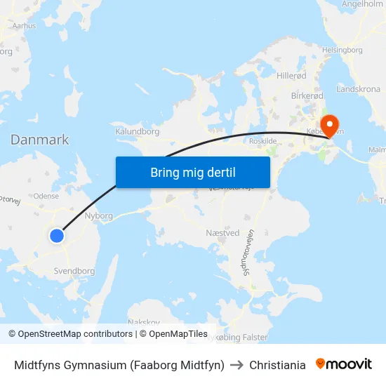 Midtfyns Gymnasium (Faaborg Midtfyn) to Christiania map
