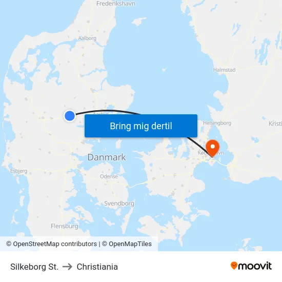 Silkeborg St. to Christiania map