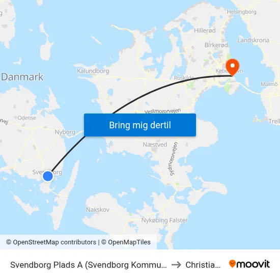 Svendborg Plads A (Svendborg Kommune) to Christiania map