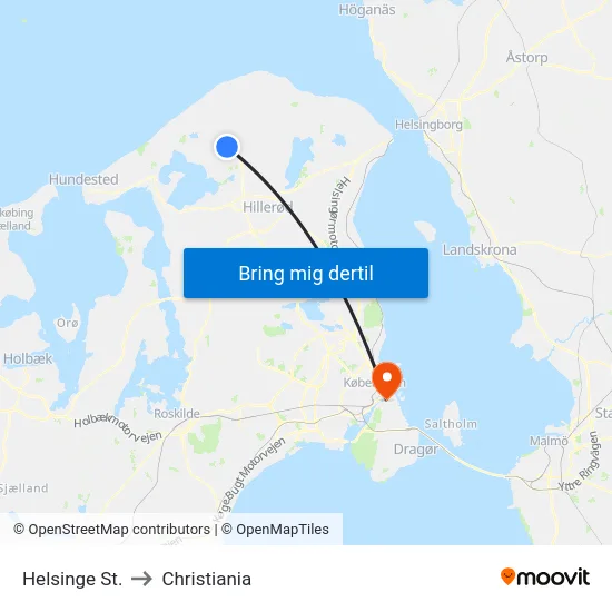 Helsinge St. to Christiania map